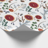 Papier Cadeau Cuisine d'hiver Pin rustique et Noël orange (Coin)