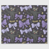 Papier Cadeau Cuisine Éffrayante Chat Noir & Bow Halloween sans  (Plat)
