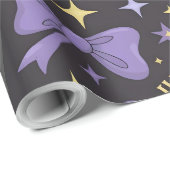 Papier Cadeau Cuisine Éffrayante Chat Noir & Bow Halloween sans  (Coin rond)