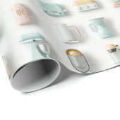 Papier Cadeau Cuisine gadget icônes motif (Coin rond)