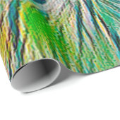 Papier Cadeau Cuisine Tabby Chat Couleur Abstrait Vert Bleu (Coin rond)