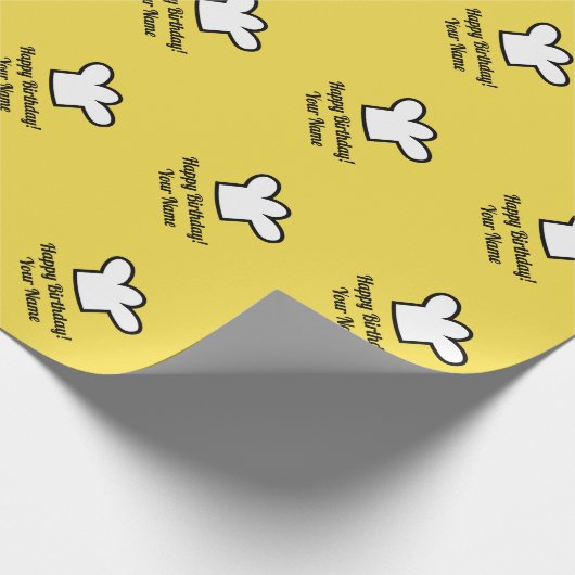 Papier Cadeau Cuisinier sur mesure jaune casquette Anniversaire (Coin)