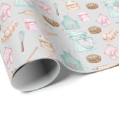 Papier Cadeau Cuisson aquarelle au gris clair (Coin rond)