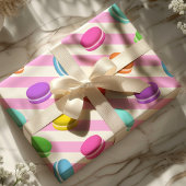 Papier Cadeau Cuisson Arc-en-ciel de Macarons Sucrés