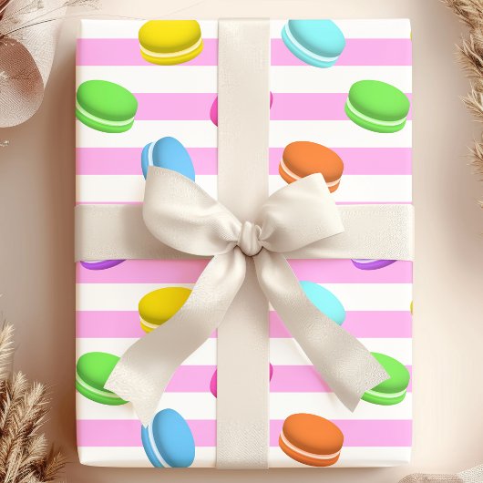Papier Cadeau Cuisson Arc-en-ciel de Macarons Sucrés