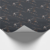 Papier Cadeau Cuivre et bleu foncé C'est la saison et Holly (Coin)