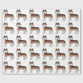 Papier Cadeau Cuivre Sibérien Husky Cute Chien Motif (Plat)