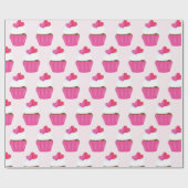 Papier Cadeau Cupcake Coeur Rose Saint Valentin Cadeau (Plat)