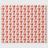 Papier Cadeau cupcake de Saint-Valentin aux coeurs (Plat)