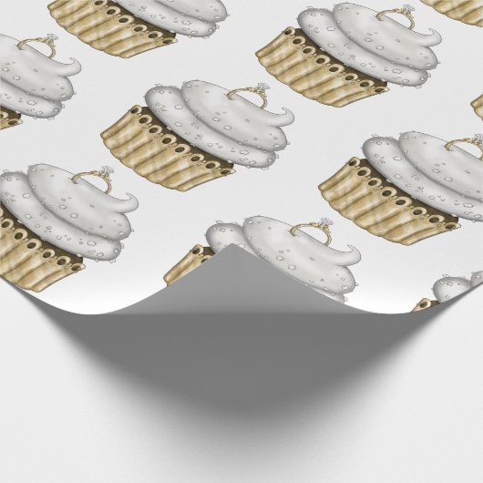 Papier Cadeau Cupcake Fiançailles doux (Coin)