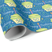 Papier Cadeau Cupcake graphique 50e anniversaire (Coin rond)