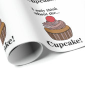 Papier Cadeau Cupcake Je Ne Pense Qu'À Cupcake (Coin rond)