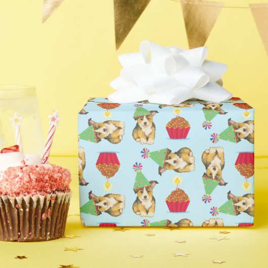 Papier Cadeau Cupcake Pembroke Welsh Corgi (Fête d'anniversaire)