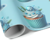 Papier Cadeau Cupcake Simple Minimal Blue (Coin rond)