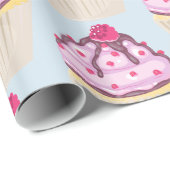 Papier Cadeau Cupcake sucré avec framboise sur le dessus (Coin rond)