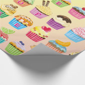 Papier Cadeau Cupcakes Ajoutez Votre Nom Monogramme Cute Muffin (Coin)