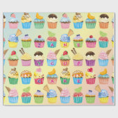 Papier Cadeau Cupcakes Ajoutez Votre Nom Monogramme Cute Muffin (Plat)