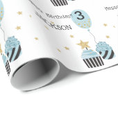 Papier Cadeau Cupcakes & Balloon | Faux Parties scintillant Anni (Coin rond)