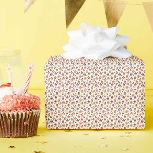 Papier Cadeau Cupcakes et fraises (Fête d'anniversaire)