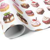 Papier Cadeau Cupcakes et sucreries (Coin rond)
