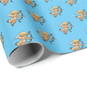 Papier Cadeau Cupidon Romantique Valentines Pixel Art Motif (Coin rond)