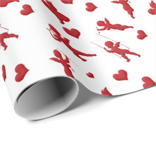 Papier Cadeau Cupids Cherub Coeurs Saint-Valentin