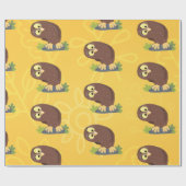 Papier Cadeau Curieux et drôle dessin animé de chouette brune (Plat)