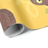 Papier Cadeau Curieux et drôle dessin animé de chouette brune (Coin rond)