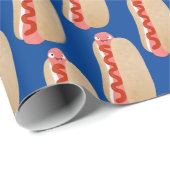 Papier Cadeau Curieux hot dog Weiner dessin animé (Coin rond)