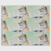 Papier Cadeau Curieux tableau de tigre (Plat)