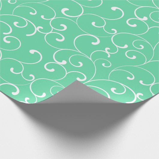 Papier Cadeau Curles Whimsical moderne Motif Aqua (Coin)
