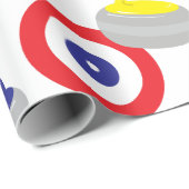 Papier Cadeau Curling Stations Sport glace (Coin rond)