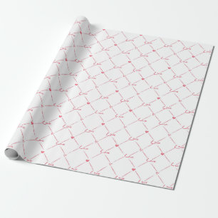 Papier Cadeau Cursive "amour" avec de petits coeurs