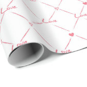 Papier Cadeau Cursive "amour" avec de petits coeurs (Coin rond)