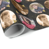 Papier Cadeau Custom 4 Circle Photo Collage Black And Gold (Coin rond)