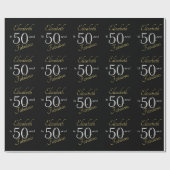 Papier Cadeau Custom 50 et Fabulous Gold Black 50e anniversaire (Plat)