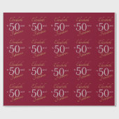 Papier Cadeau Custom 50 et Fabulous Gold Red 50e anniversaire (Plat)