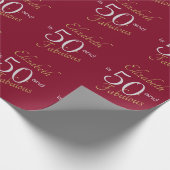 Papier Cadeau Custom 50 et Fabulous Gold Red 50e anniversaire (Coin)