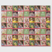 Papier Cadeau Custom 8 Photo Noël Collage Rouge Vert (Plat)