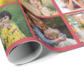 Papier Cadeau Custom 8 Photo Noël Collage Rouge Vert (Coin rond)