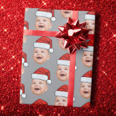 Papier Cadeau Custom Baby Face Photo Santa Hat Christmas