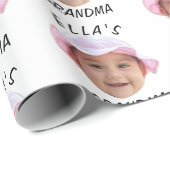 Papier Cadeau Custom Baby Face Photo Text Grandma (Coin rond)