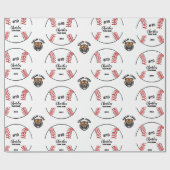 Papier Cadeau Custom Baseball Player Name Number and Team Logo (Plat)