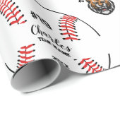 Papier Cadeau Custom Baseball Player Name Number and Team Logo (Coin rond)