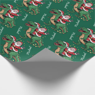 Papier Cadeau Custom Christmas Funny Père Noël chevauchant un di