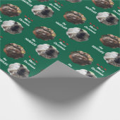 Papier Cadeau Custom Cute 2 Animal Photo Festif de Noël Vert (Coin)