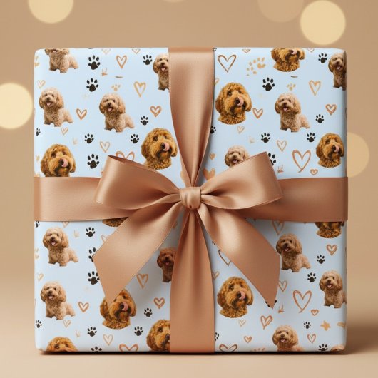 Papier Cadeau Custom Dog Photo Blue Valentine 