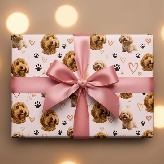 Papier Cadeau Custom Dog Photo Pink – Valentine’s Day 