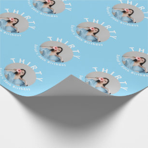 Papier Cadeau Custom Elegant Blue 30th Birthday Cadeau