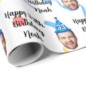 Papier Cadeau Custom Face 20th 30th 40th 50th 60th 70th Birthday (Coin rond)